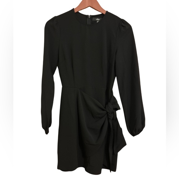 NWT Lulus Believe It or Knot Black Long Sleeve Tie-Front Skater Dress - Size XS - Picture 6 of 16